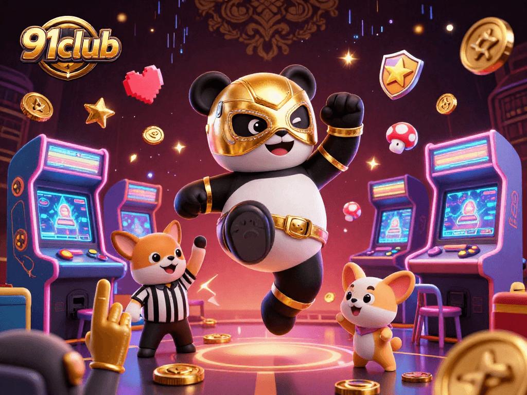 Engage with 91club's vibrant 3D casino scene featuring lively characters and thrilling gaming action.