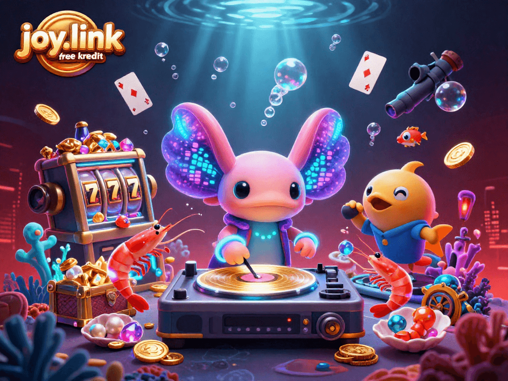 Engaging scene of joy.link free kredit with vibrant characters and casino-themed elements for online gamblers.