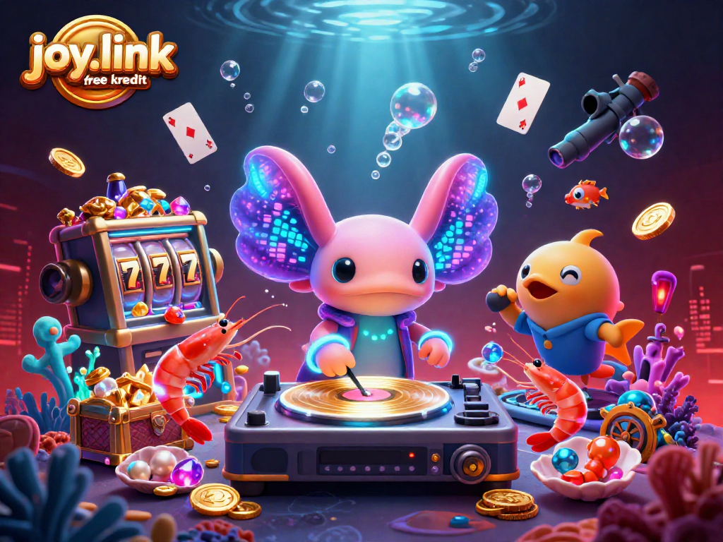 Engaging scene of joy.link free kredit with vibrant characters and casino-themed elements for online gamblers.