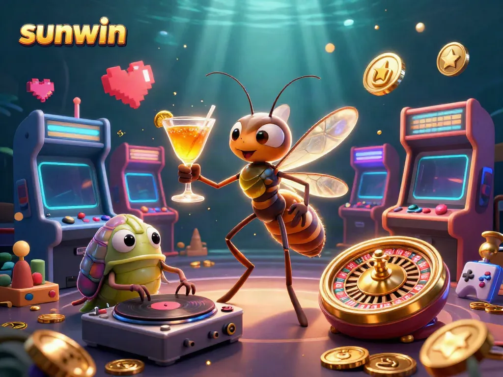 Experience the thrill of sunwin casino with vibrant characters and games in a 3D action scene.