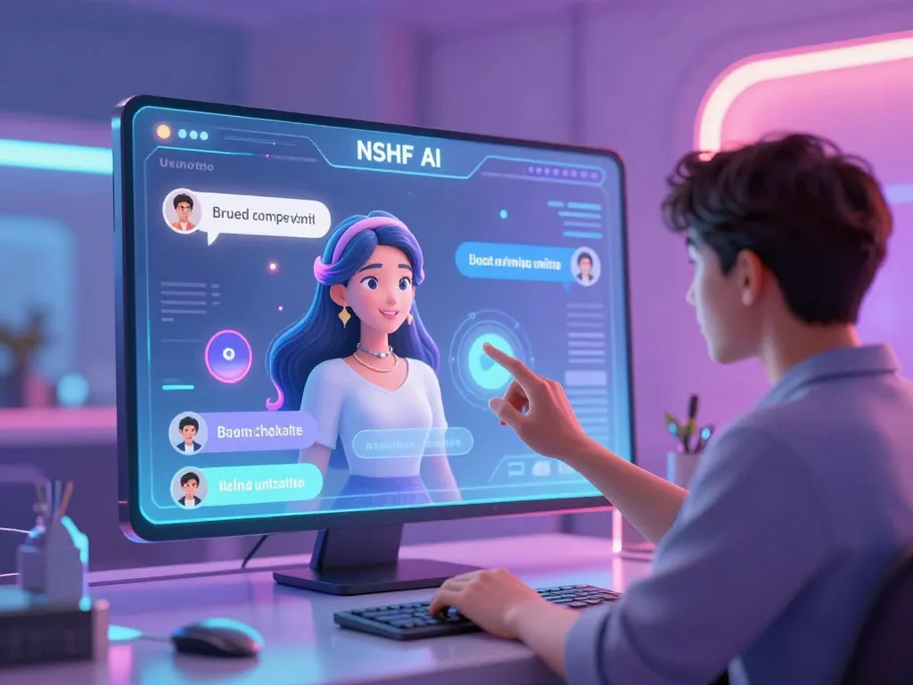 Engaging user interaction with NSFW AI chat featuring futuristic design and vibrant atmosphere.